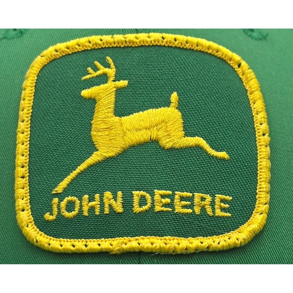Vintage John Deere Nissin Trucker Hat Green Mesh Yellow Logo Patch Snapback Cap